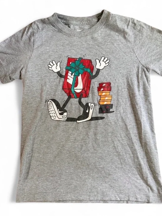 Nike Gray The Nike Tee Crewneck with White Logo Print