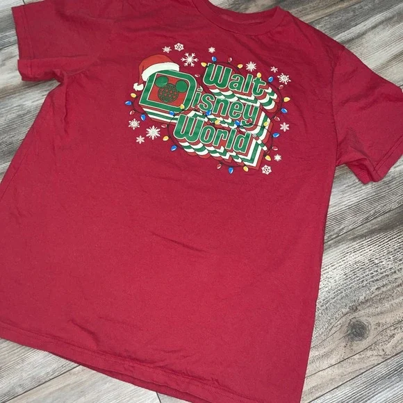 Disney Parks Walt Disney World Logo Holiday‎ Christmas Lights T-Shirt L 🎄