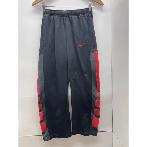 Nike Elite Therma-Fit Kids Black Red Athletic Basketball Sweatpants Large L
