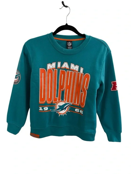 NFL Team Apparel Teal Orange Miami Dolphins Kids Crewneck Sweatshirt