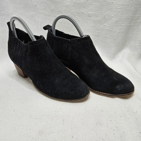 Dolce Vita Keiton Suede‎ Ankle Boots Womens 7 Black Block Heel Chelsea Booties