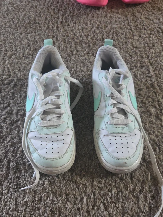 Nike White Sneakers with Mint Swoosh