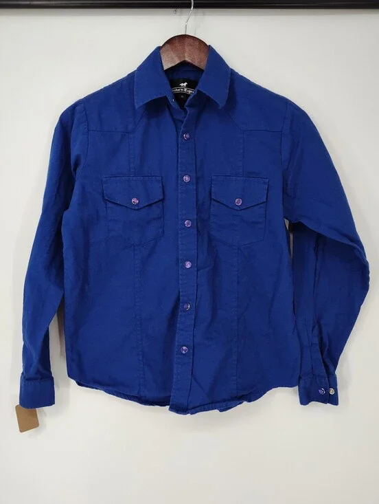 Western Express Boys' Long-Sleeve Button-Down Shirt in Royal Blue Size X Large