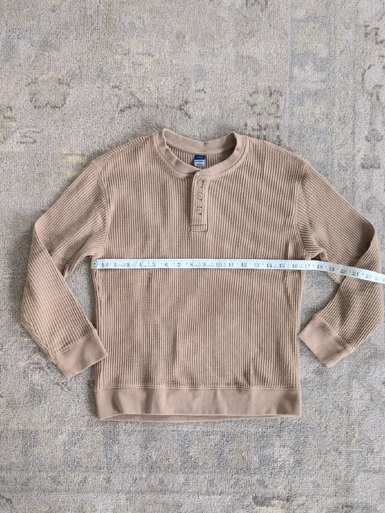 Old Navy Beige Waffle-Knit Henley