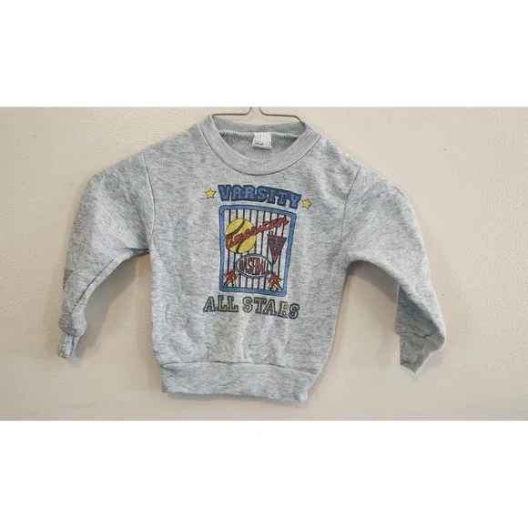 Vintage Pint Size Kids Sweatshirt Made In Taiwan Size 24 Months Varsity All Star