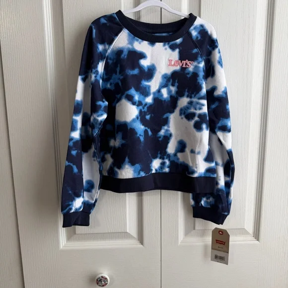 Levi’s blue white tie dye cropped‎ sweatshirt size 6X 6/7 years
