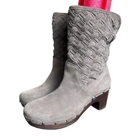 Ugg Size 9 Women's Lynnea Arroyo Weave Chestnut Bootie Gray