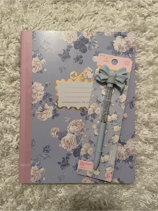 LoveShackFancy x Target Yoobi Everblooming Rosettes Composition Book & Bow Pen