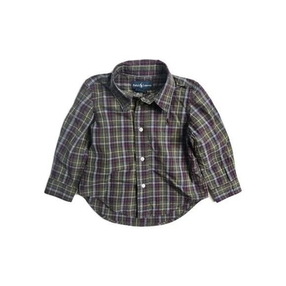 Ralph Lauren Baby Boys Button-Up‎ Shirt Plaid  18 Months