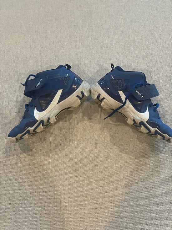 Nike Kids Blue and White High-Top football cleats