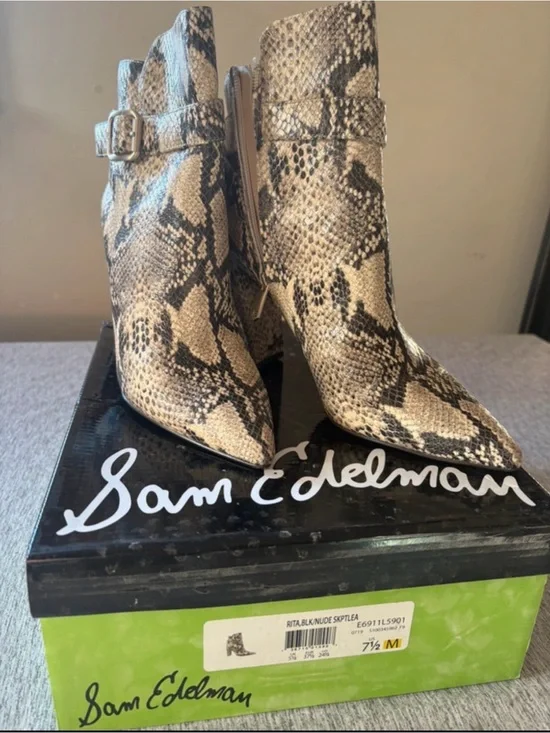 Sam Edelman Rita Snake Print Ankle Booties – Women's Size 7.5M