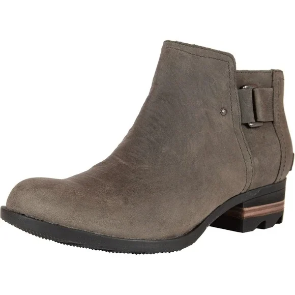 Sorel Lolla Ankle Boots Gray Leather Womens 7.5 UK 5.5 EU 38.5‎