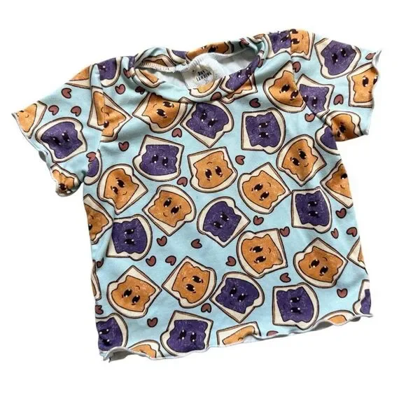 Baby Girls Upcycled Duv’s Landing Peanut Butter & Jelly Tee Top - 6-9 mo