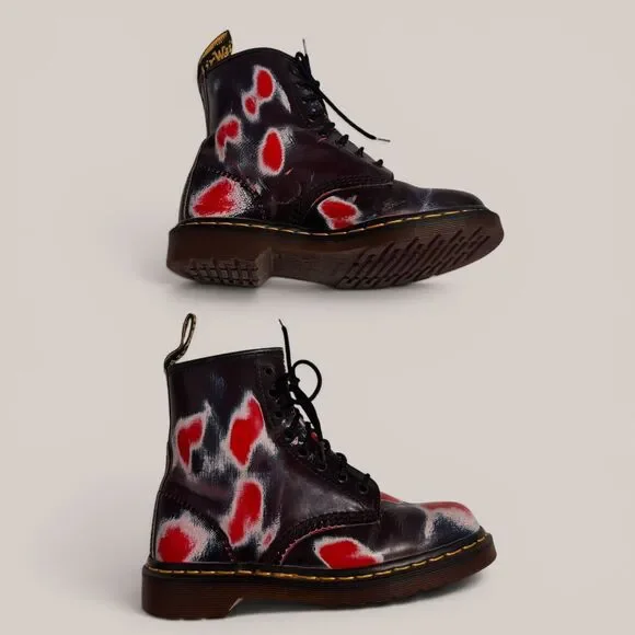 Dr. Martens 1460 8 Eye Boots UK6 US 8 Women Red Blue Rub Off Leather Punk