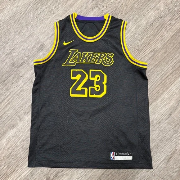 Nike LeBron James Lakers City Edition Mamba‎ Jersey 23 Kids Large Black BY1P