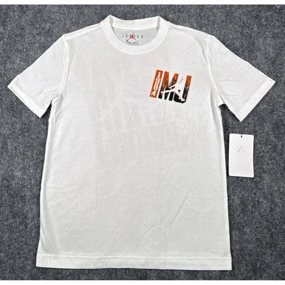 Jordan Boys Size Small 8-10 Years White Jumpman Graphic T-Shirt NWT