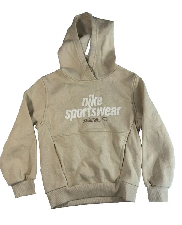 Nike Kids' Sportswear Club Fleece Pullover Hoodie Beige/Light Khaki Small NWT