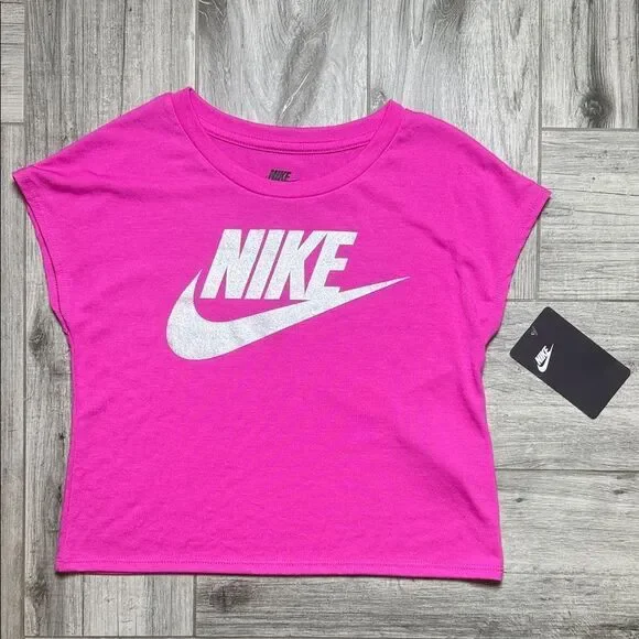Nike Kids Fuchsia Tee with Silver  Logo Size 6X