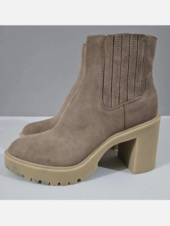 Dolce Vita Caster H20 Ankle Bootie Womens 10 Tan Suede Waterproof Platform Fall