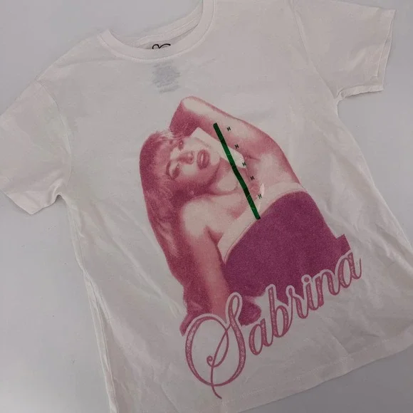 Sabrina Carpenter Graphic T-Shirt Women Medium White New‎ Official Merch Pink