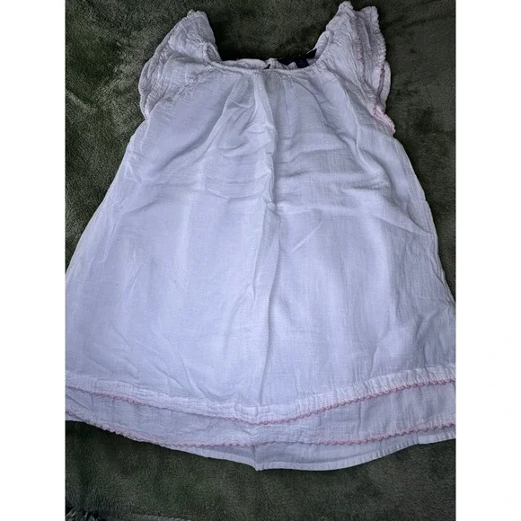 Polo Ralph Lauren Gauze Blouse Kids Size‎ 5 White Excellent Pink Ric Rac Trim