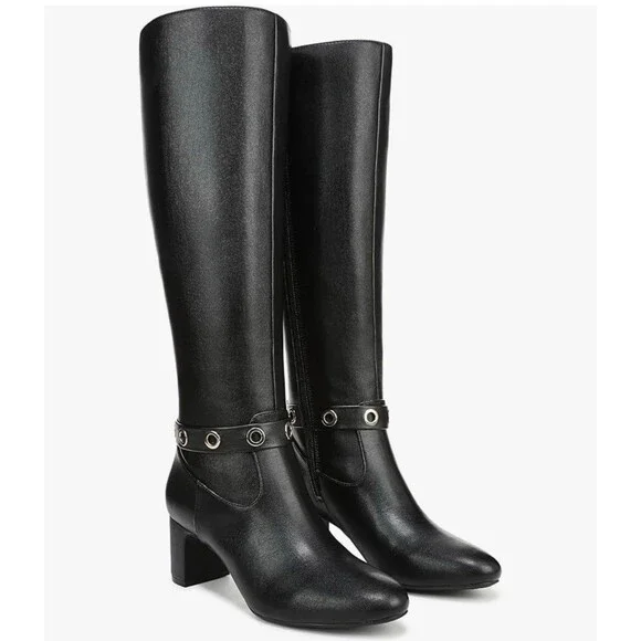 LifeStride Tansy Women's Knee-High Fashion Boot Black Size 8W - Block Heel