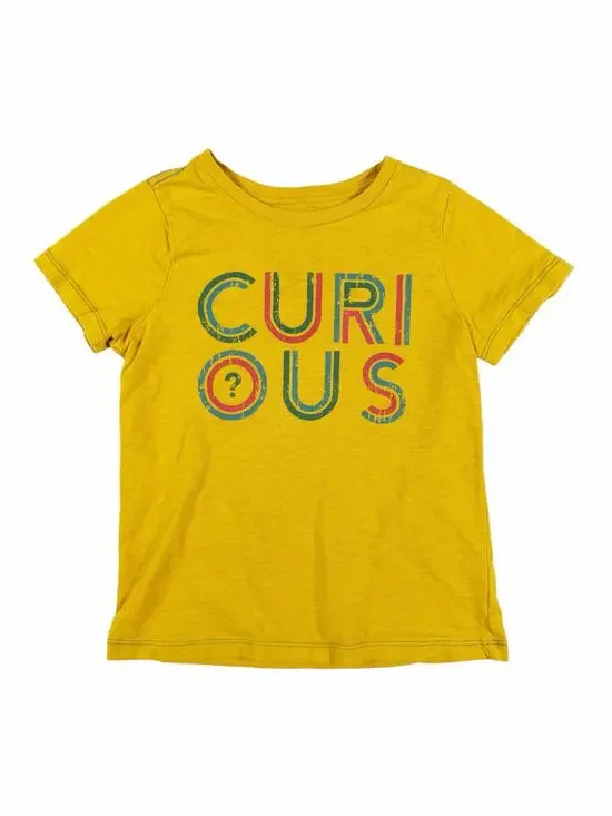 Peek Curious Graphic T-Shirt Yellow Short Sleeve Tee Size 6/7
