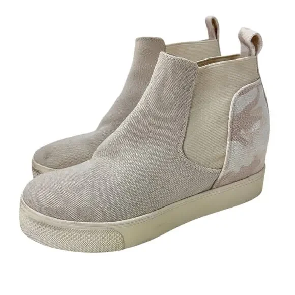 Dolce Vita Sneaker Bootie Women's Size 7 Beige Camo‎ High Top Hidden Wedge Heel