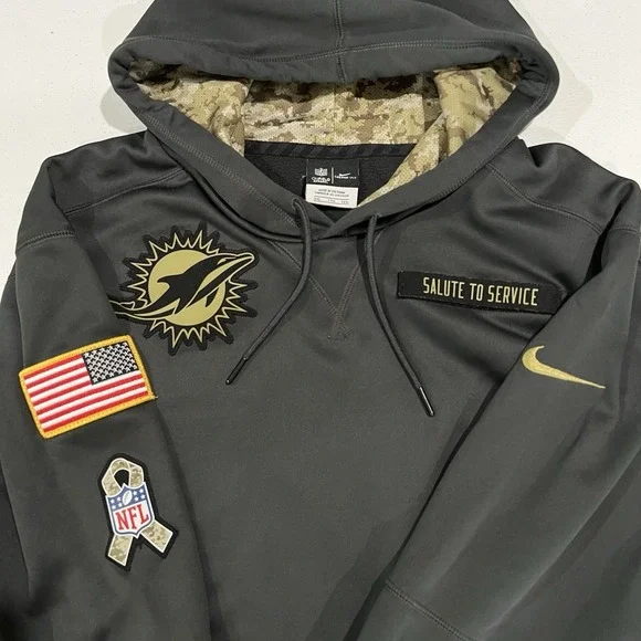 Nike Miami Dolphins Salute to Service NFL Hoodie XXL Fleece Lined Camo Therma