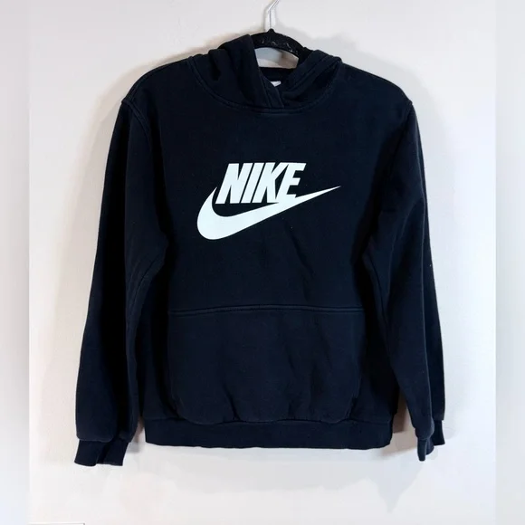 🔥Nike Black Logo Hoodie Sweatshirt Junior Size XL EC🔥