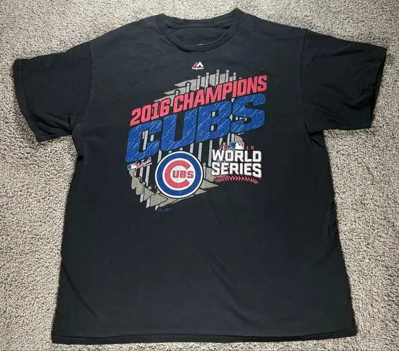 Majestic Chicago Cubs 2016 World Series Champions T-Shirt Black Youth Large