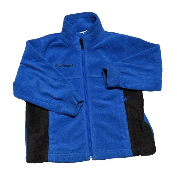 Columbia Jacket Sweatshirt Boys Size‎ 4/5 Black Blue Fleece Full Zip