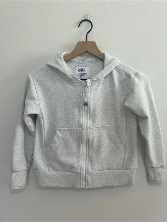 Athleta Girl Retroactive 2.0 Full Zip Heather Gray Hoodie Size 7