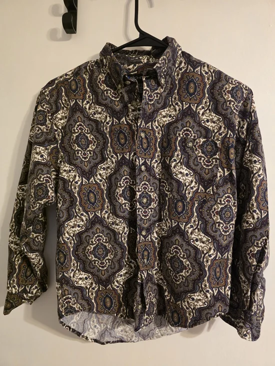 Vintage Architect Boys Button Front Shirt Medallion Paisley Print 100% Cotton M