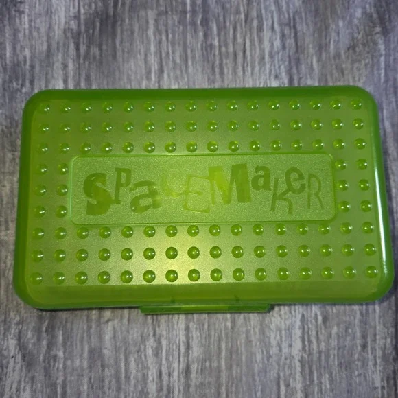 Vintage SpaceMaker Pencil Box Lime Green Translucent Bubble Top 90s Newell USA
