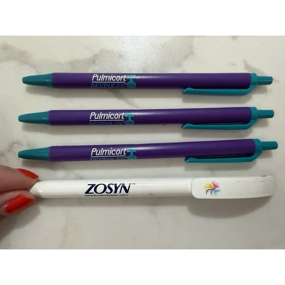 Lot Of 4 Plastic Pharmaceutical Drug Rep Pens Pulmicort Zosyn