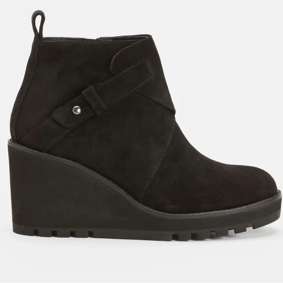 Eileen Fisher Women’s Tinker Wedge‎ Booties Soft Suede Minimalist Goth Black 8