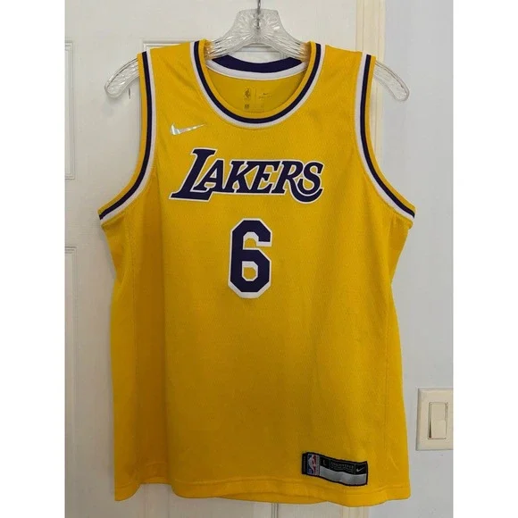 Nike NBA Los Angeles Lakers Lebron James #6 Swingman‎ Jersey Sz Youth Large V-17