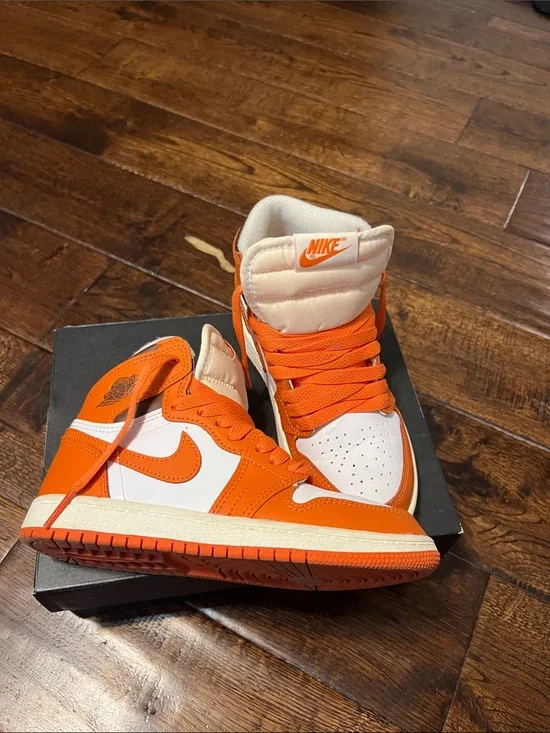 Nike Air Jordan 1 High Orange & White Basketball Sneakers