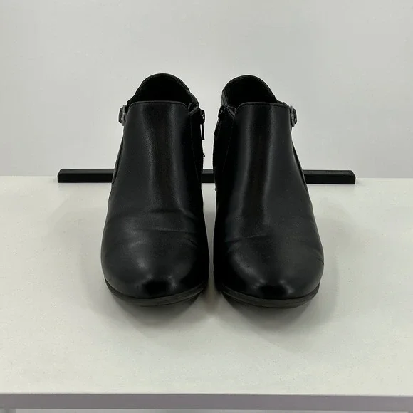 Croft & Barrow Black Ankle Boots Womens Size 9 Block Heel Side Zip Comfort Boots
