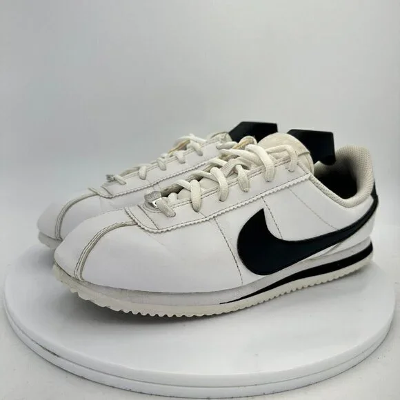 Nike Classic Cortez Leather White Black Youth Shoes 904764-102 Size 6.5Y EU 39