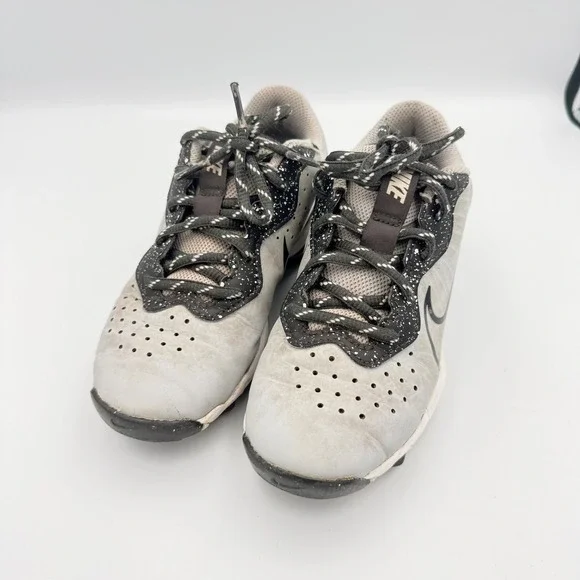 Nike Alpha Huarache 4 Keystone Kid Baseball Cleats Grey BLK DJ6525-005 Size 1.5Y
