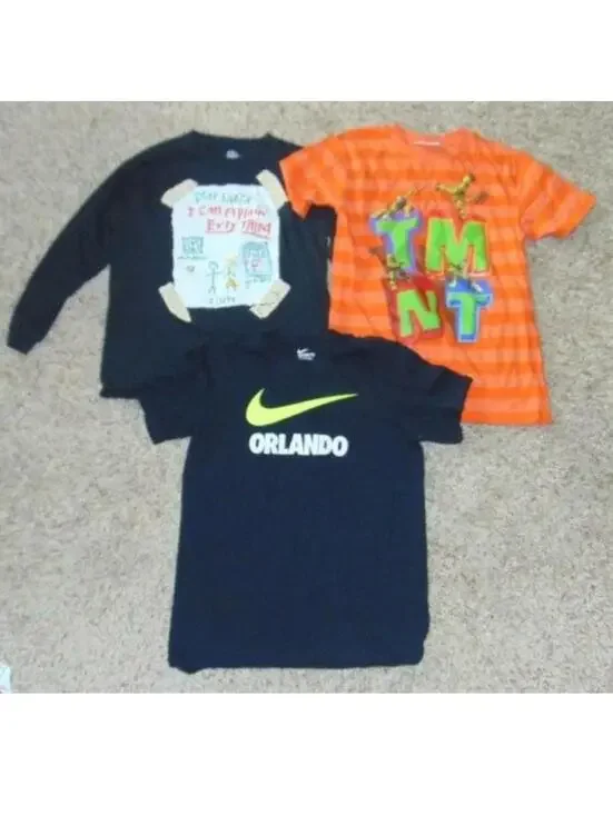Nike TMNT Christmas Boys 12 Orlando Dear Santa Crew Tee Black Orange