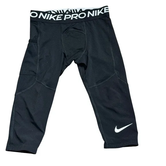 NIKE‎ Big Kids Boys Small Black Pro Dri-FIT Training 3/4 Tights Compression