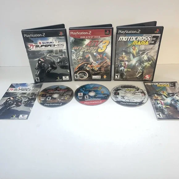 PlayStation 2 Games Suzuki TT Superbikes, Motocross Mania 3, ATV Off Road Fury 3