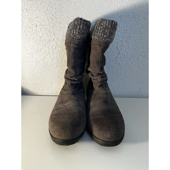 Cougar Vicari Suede Knit Collar Ankle Boots - Chocolate Brown Size 8M