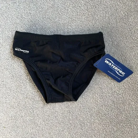 Waterpro Swim Male Water Polo Brief Swimwear Black Men's Size 26 NEW