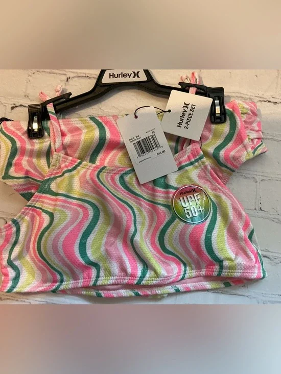 ✨ Hurley Girls' Honey Comb Bandeau Bikini 14 NWT