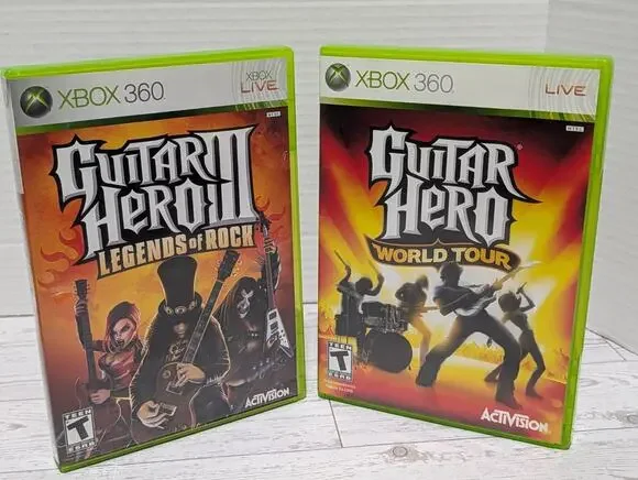LOT (2) Games Guitar Hero III: Legends of Rock + World Tour - Microsoft Xbox 360