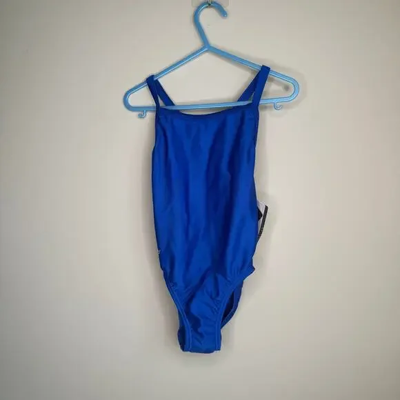 Speedo Youth Girls Flyback One Piece Swimsuit Blue Size 22 Racing Xtra Life
